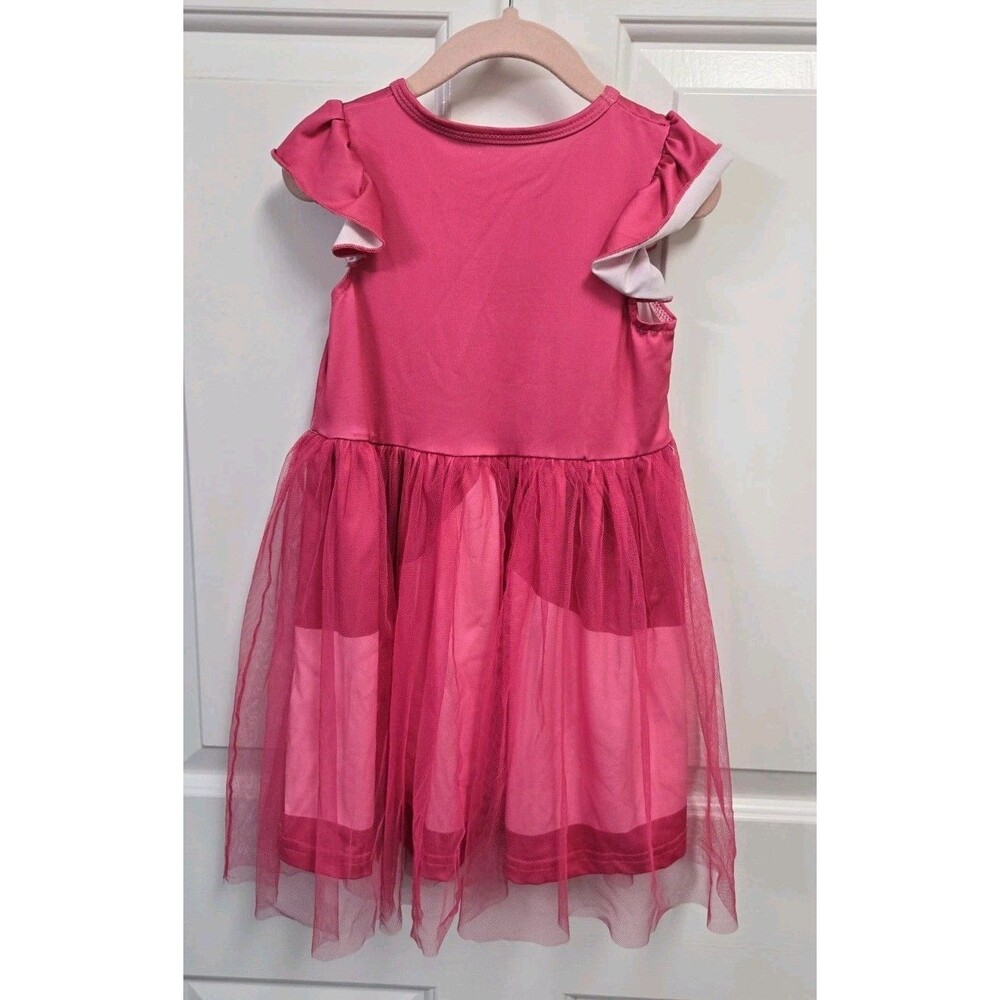 Girls Pink Princess Peach Cosplay Costume Dress Tulle Skirt Flutter Sleeve XS - Picture 3 of 3
